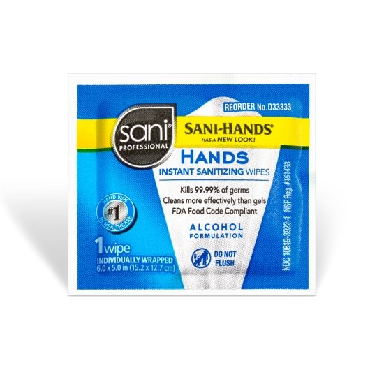 SANI PROFESSIONAL/NICE PAK SANI-HANDS PACKETSSANITIZING WIPES, 20 - 150 CNT