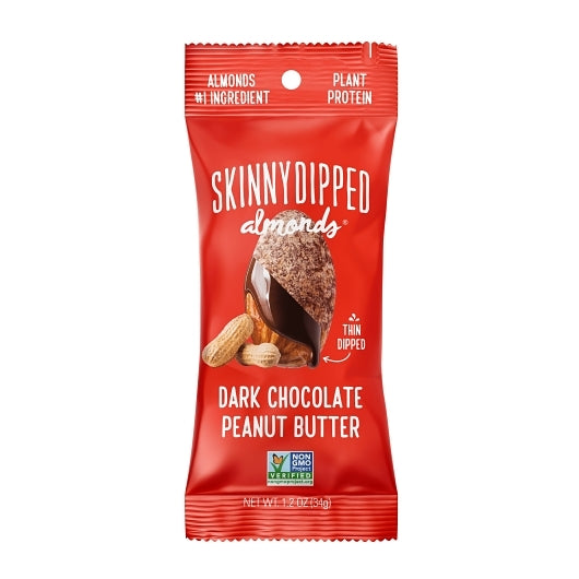 SKINNY DIPPED ALMONDS DARK CHOCOLATE PEANUT BUTTER ALMONDS SINGLE SERVE PACKETS, 1 - 40 CNT