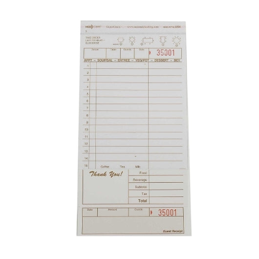 NCCO GUEST CHECK 2 PART CARBONLESS TAB 15 LINE, 1 - 2000 EA