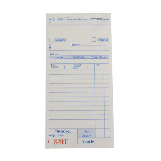 NCCO NATIONAL CHECKING 3.4 INCH X 6.75 INCH 3PART WHITE CARBONLESS DELIVERY FORM, 1 - 250 0 EA