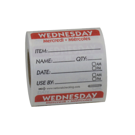 NATIONAL CHECKING DISSOLVING 2?X2? LABELS W  NESDAY, 1 - 250 - 1 RL