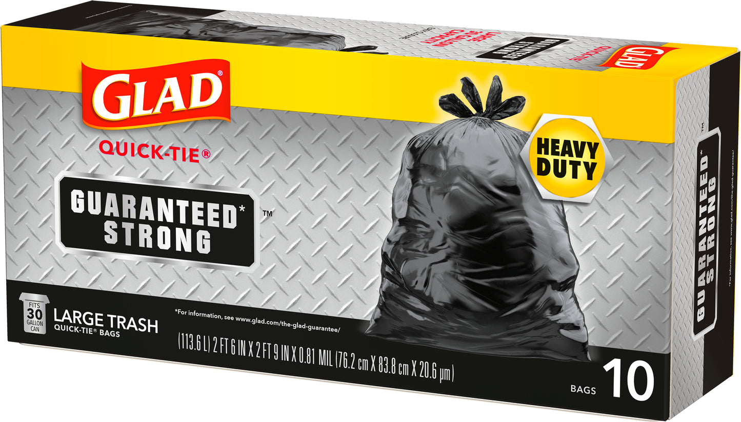 GLAD TRASH QUICK TIE 30 GALLON, 12 - 10 CNT