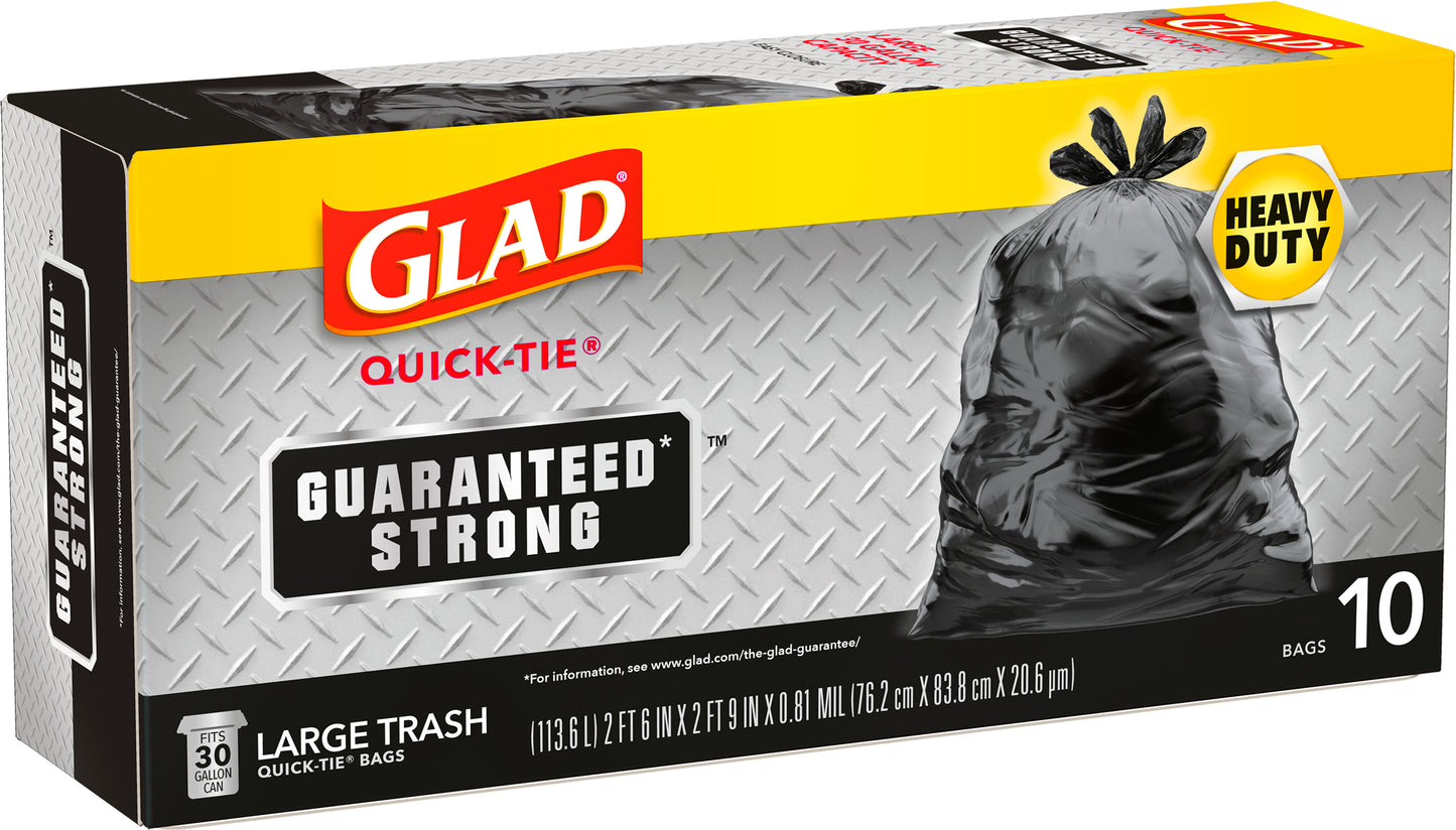 GLAD TRASH QUICK TIE 30 GALLON, 12 - 10 CNT