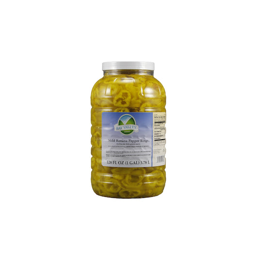 BAY VALLEY 1 GAL MILD BANANA PEPPER RINGS 5/16 CRINKLE 688-902 COUNT-CASE OF 4