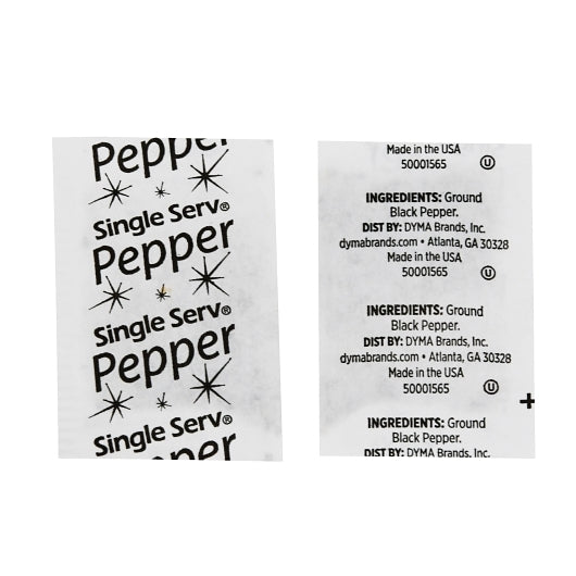 SINGLE SERV PEPPER FLAT PACKETS POLY BAG, 6000 - 0.1 GR