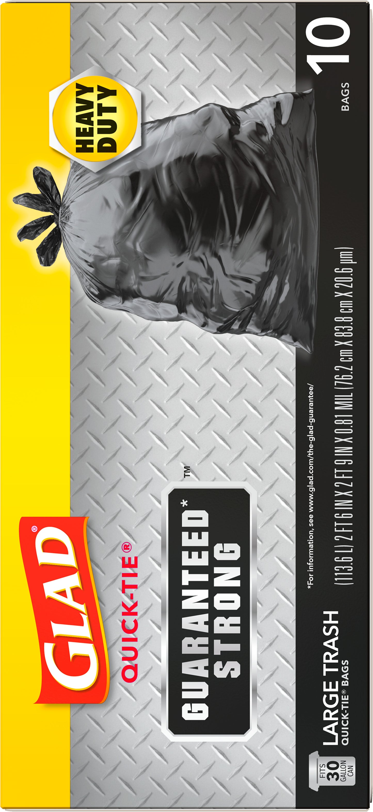 GLAD TRASH QUICK TIE 30 GALLON, 12 - 10 CNT