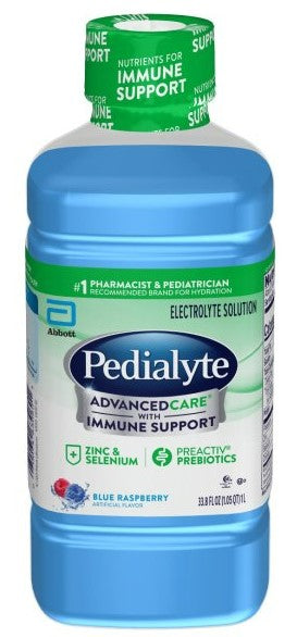 PEDIALYTE ADVANCED CARE BLUE RASPBERRY 33.8 FL OZ (1L) BOTTLE 8 COUNT