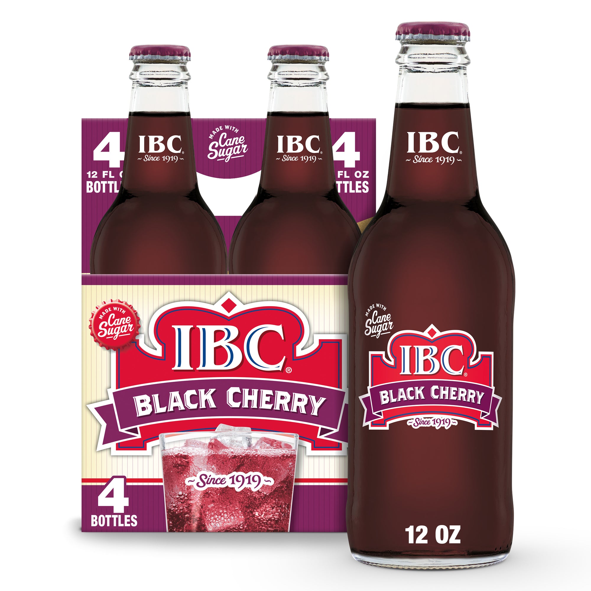 12OZ IBC BLACK CHERRY SUGR GLS 4PKX6