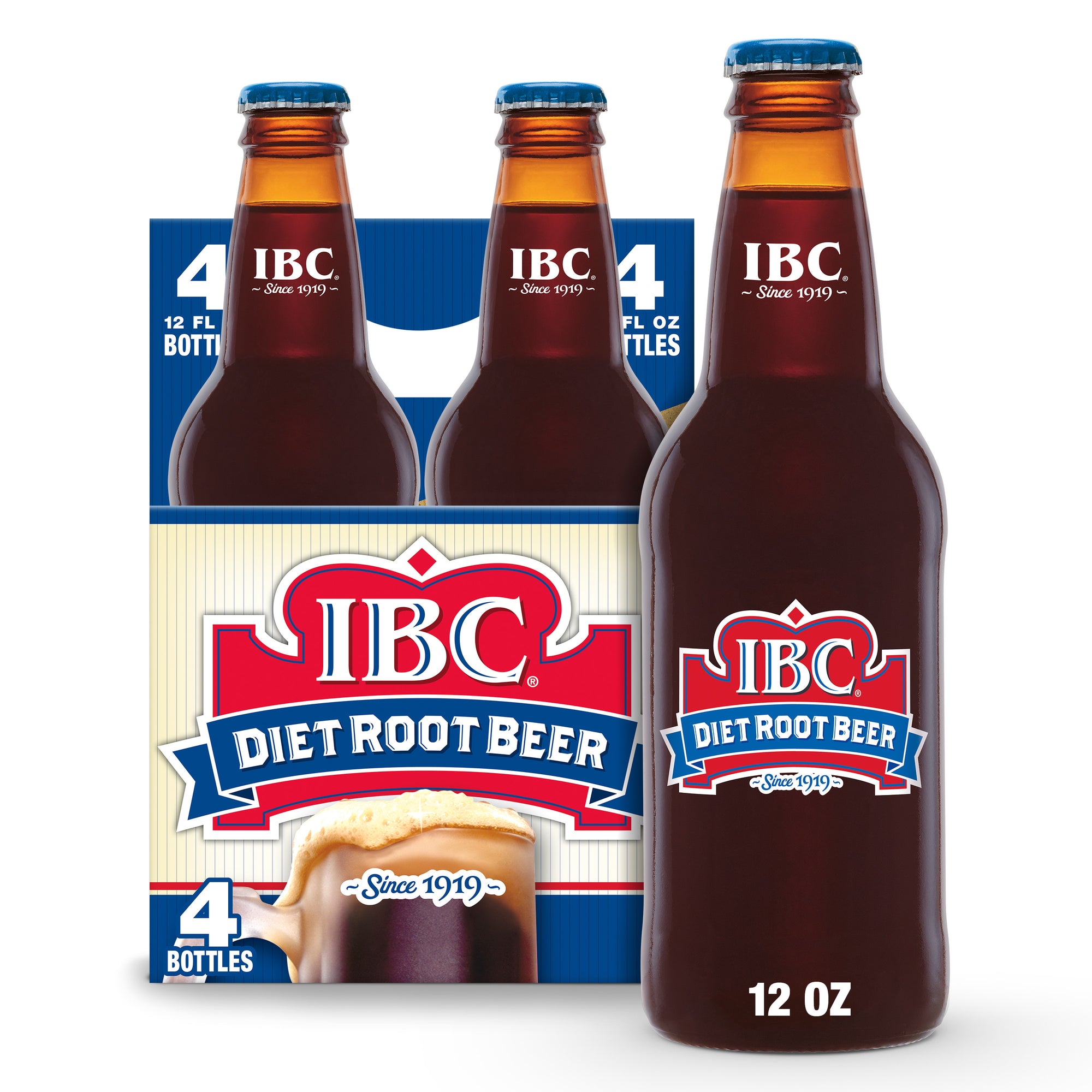 12OZ DIET IBC ROOT BEER GLS 4PKX6