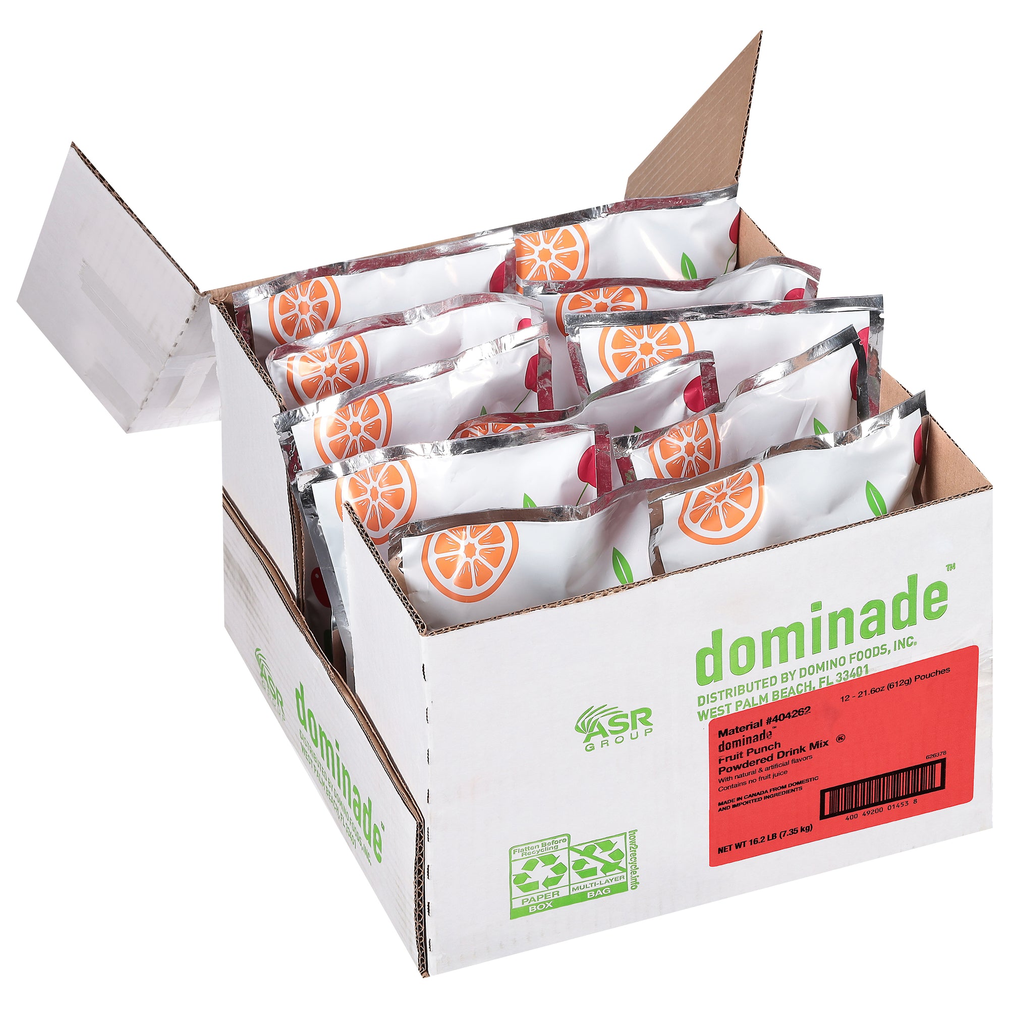 DOMINO DOMINADE FRUIT PUNCH POWDERED DRINK MIX POUCHES, 12 - 21.6 OZ