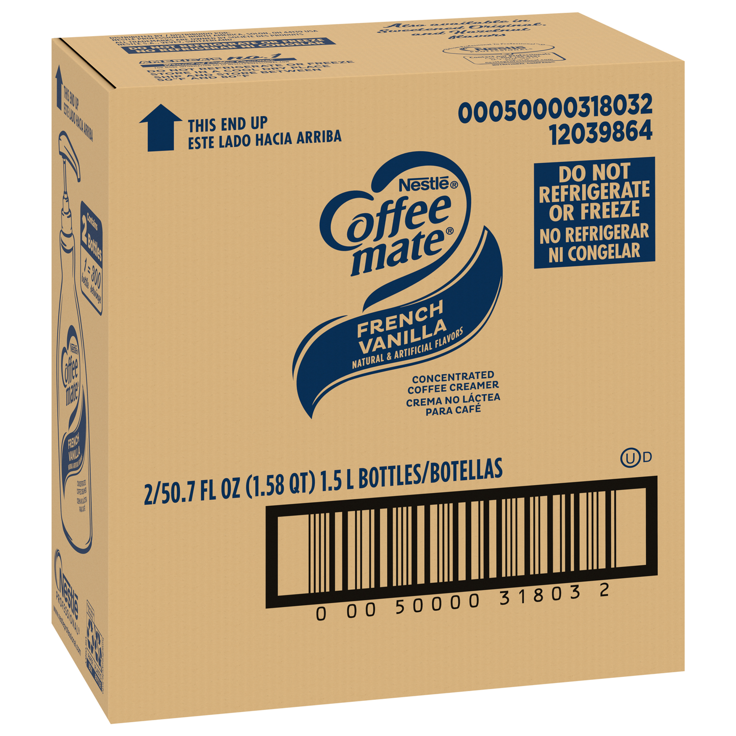 NESTLE COFFEE-MATE Coffee Creamer French Vanilla Liquid Concentrate Pump Bottle - 50.7 fl.Oz.
