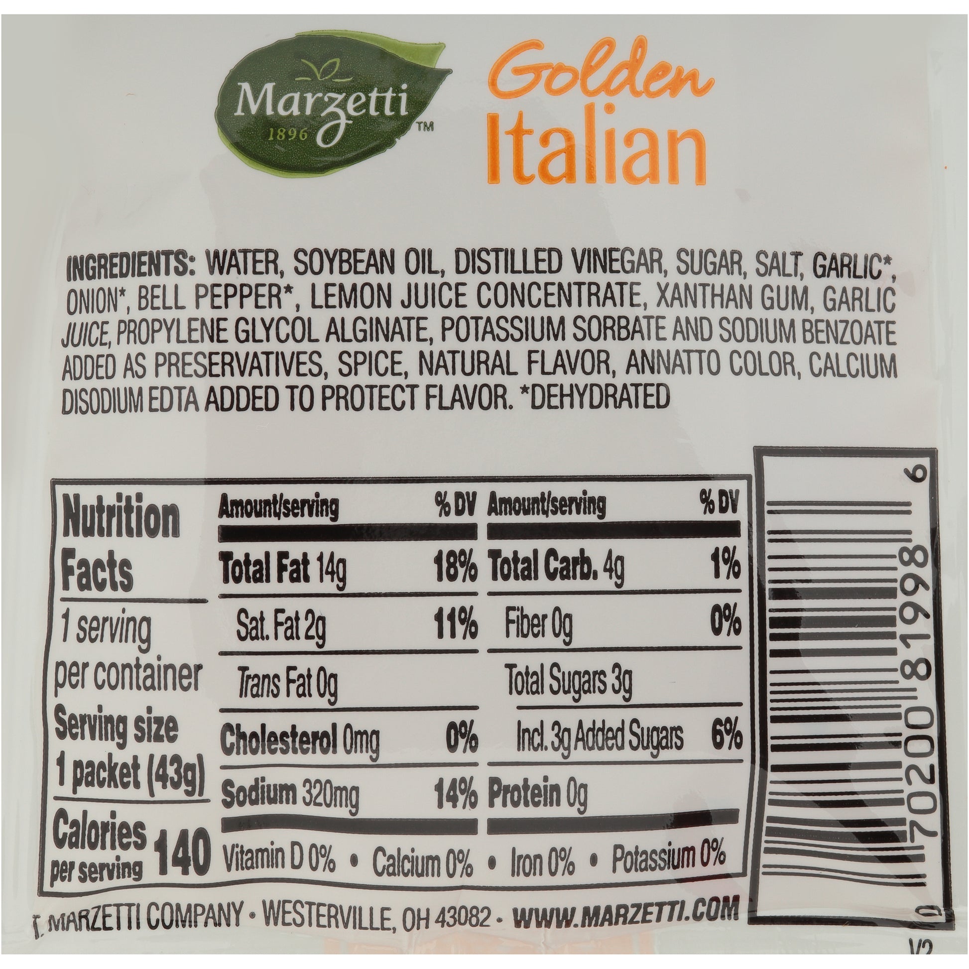 MARZETTI GOLDEN ITALIAN DRESSING SINGLE SERVE, 60 MARZETTI GOLDEN ITALIAN DRESSING SINGLE SERVE, 60