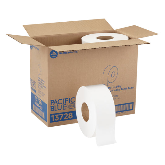 PACIFIC BLUE SELECT(R) JUMBO JR. 2-PLY TOILETPAPER BY GP PRO (GEORGIA-PACIFIC), WHITE, 8  ROLLS PER