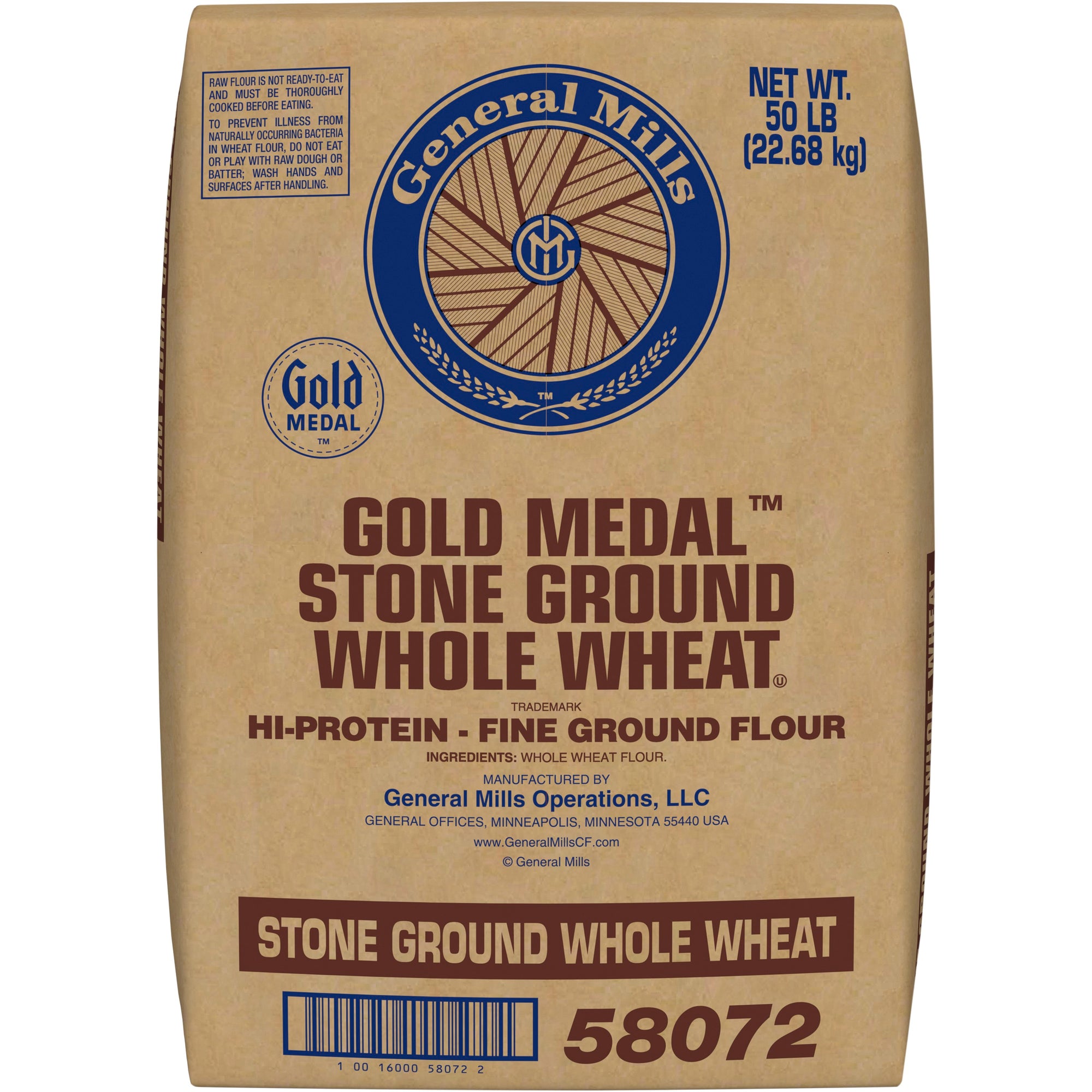 Gold Medal(TM) Stone Ground Whole Wheat FlourFine Ground Untreated 50 lb