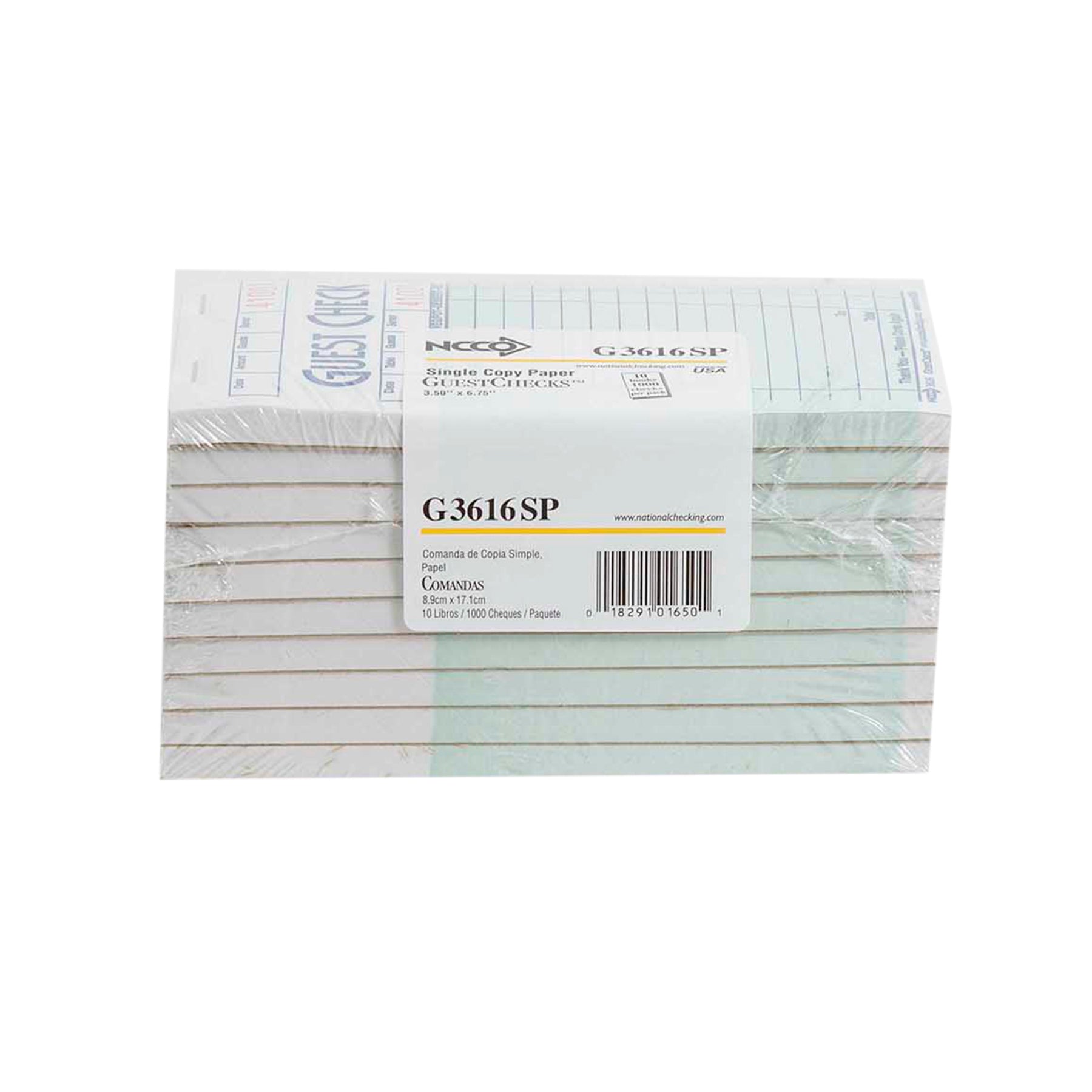 NCCO NATIONAL CHECKING GUEST CHECK 16 LINE 1 PART GREEN SHRINK WRAP, 1 - 5000 EA