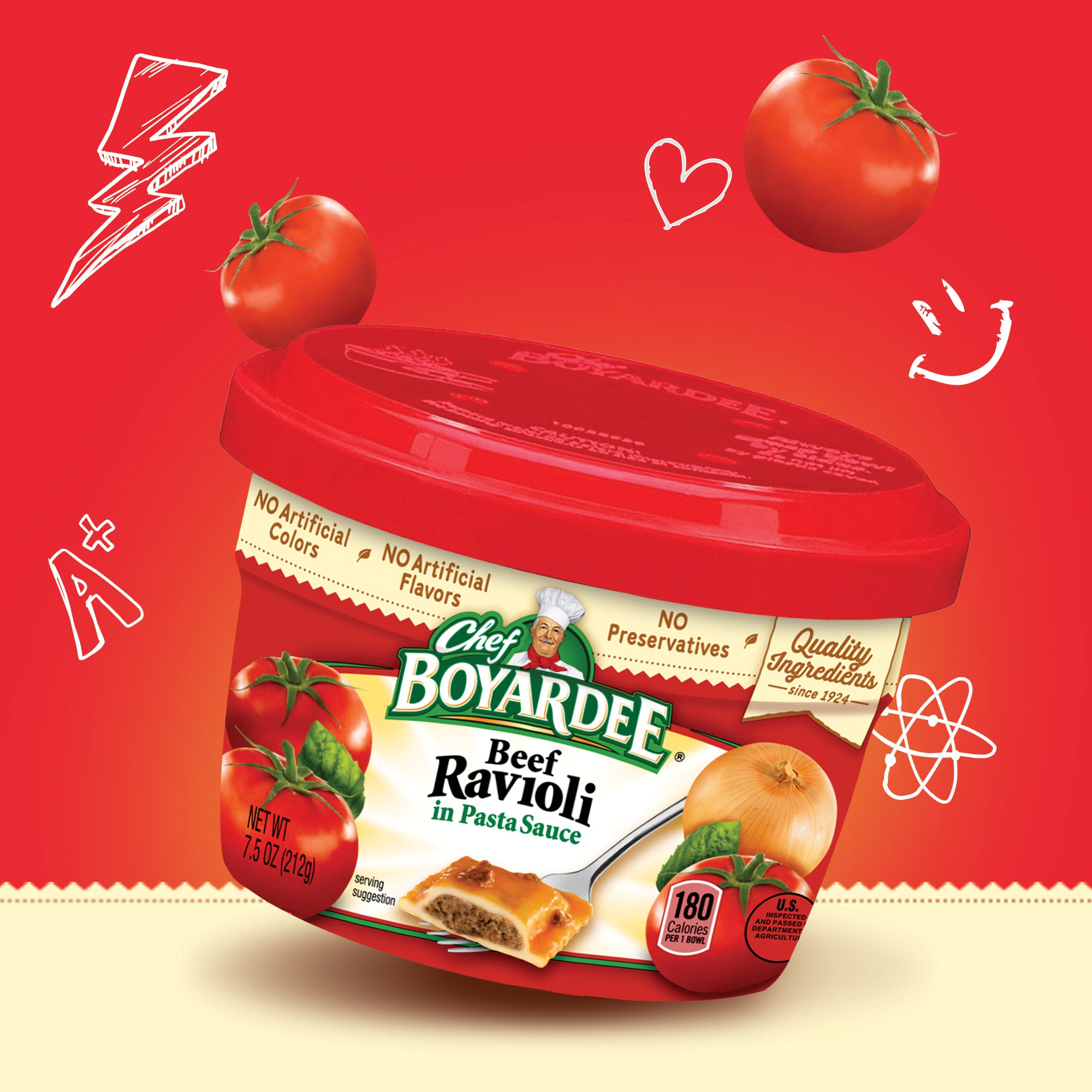 Chef Boyardee Beef in Tomato & Meat Sauce Ravioli, 7.5 Oz. (Pack of 12)