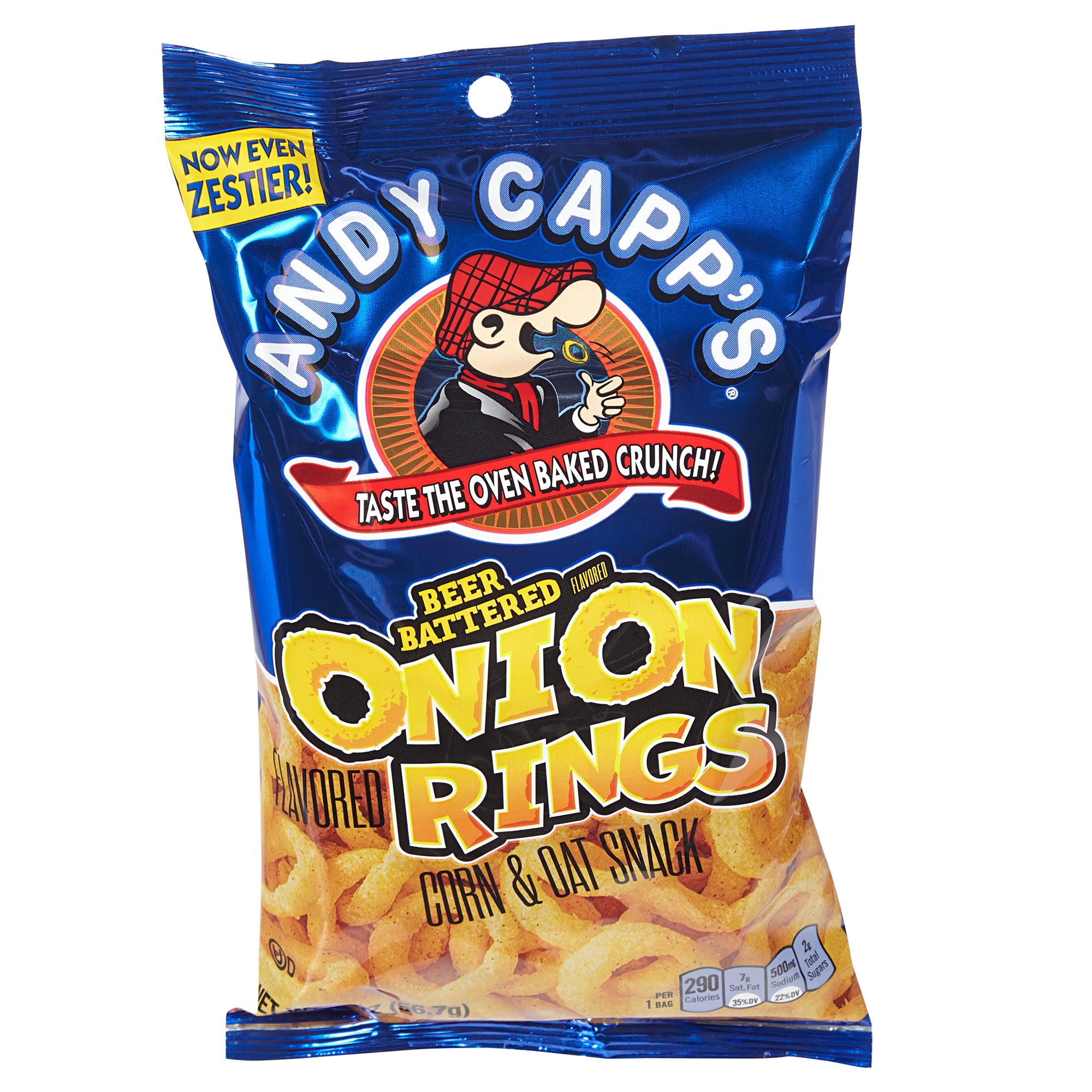 Andy Capp's Beer Battered Onion Rings Baked Oat and Corn Snacks, 2 oz. (Pack of 12)