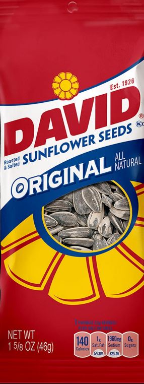 DAVID ORIGINAL SUNFLOWER SEEDS 1.625 OZ