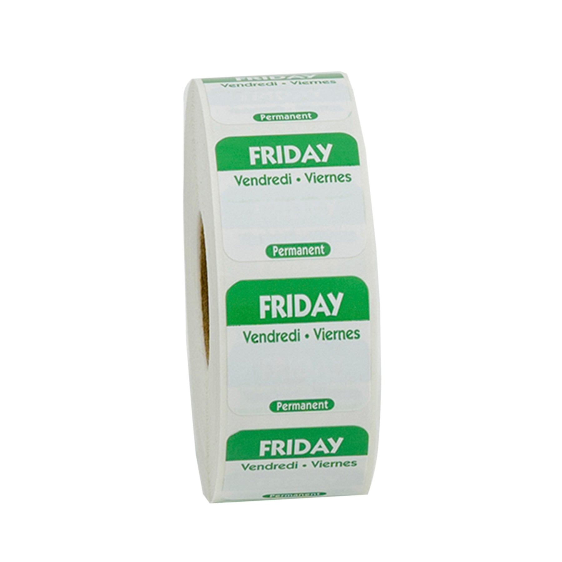 NCCO NATIONAL CHECKING 1 INCH X 1 INCH TRILINGUAL GREEN FRIDAY PERMANENT LABEL, 1 - 1000 EA