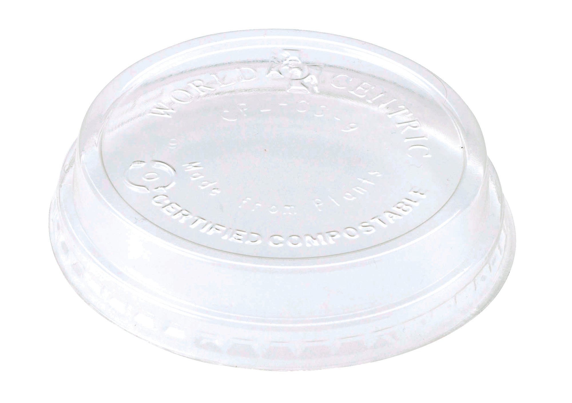 4-9 oz Cup Clear Raised Lids No Straw Hole - Ingeo - Compostable