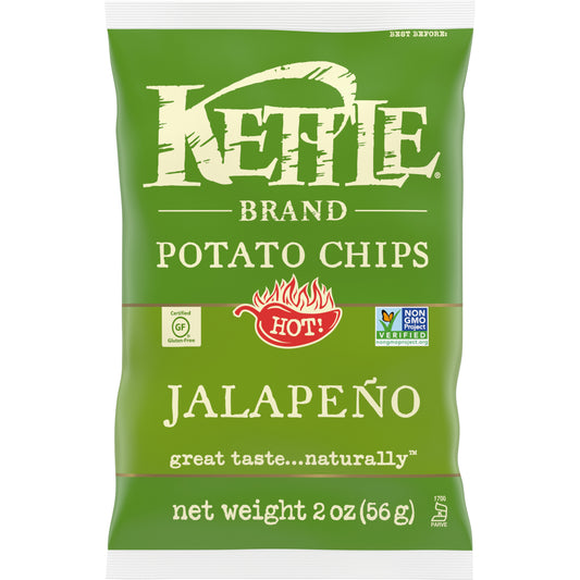 Kettle Brand Potato Chips, Jalapeno Kettle Chips, Snack Bag, 2 Oz