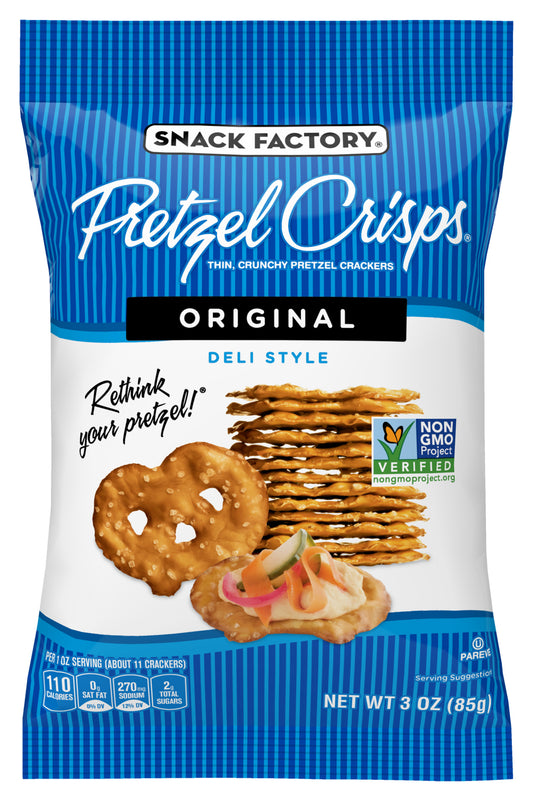 PRETZEL CRISPS ORIGINAL DELI STYLE THIN CRUNCHY PRETZEL CRACKERS BAG, 8 - 3 OZ