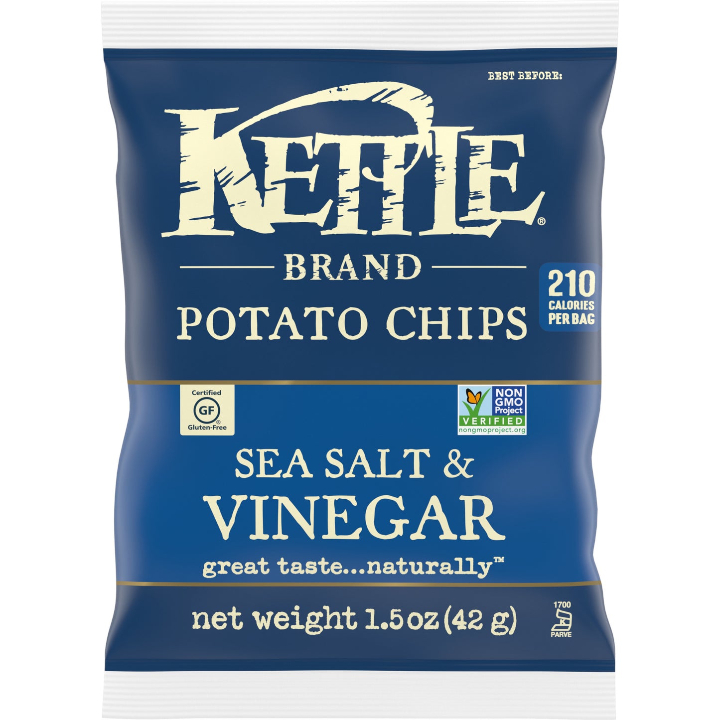 Kettle Brand Potato Chips, Sea Salt & VinegarKettle Chips, Snack Bag, 1.5 Oz
