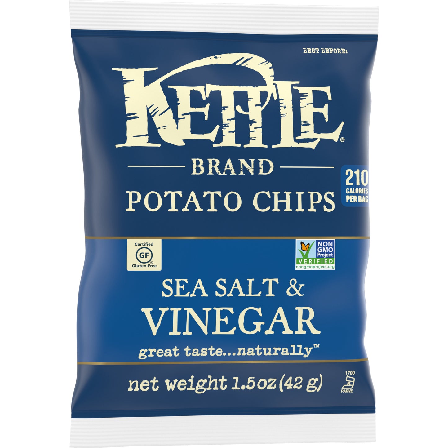 Kettle Brand Potato Chips, Sea Salt & VinegarKettle Chips, Snack Bag, 1.5 Oz