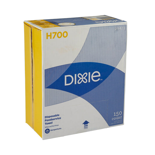DIXIE(R) H700 DISPOSABLE FOODSERVICE TOWELS BY GP PRO (GEORGIA-PACIFIC), WHITE & RED STRIPE, 150 TOW