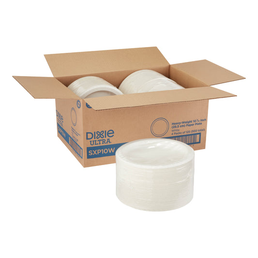 DIXIE ULTRA(R) 10 1/16  HEAVY-WEIGHT PAPER PLATES BY GP PRO (GEORGIA-PACIFIC), WHITE, 500-COUNT CASE